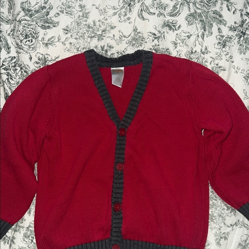 Gymboree Red Sweater with Gray Trim